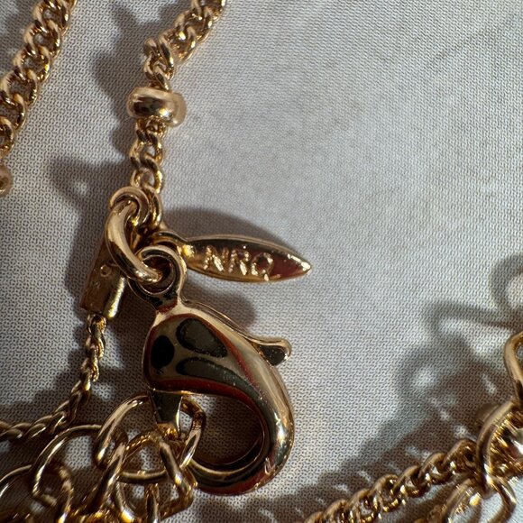 Layered Gold & Black Beaded Necklace Set With matching Bracelet Signed NRQ - Picture 6 of 8